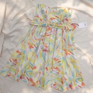 Maeve geometric patterned strapless dress